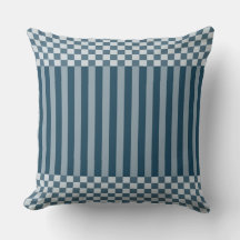 Modern Rand & Checker Mönster Blue