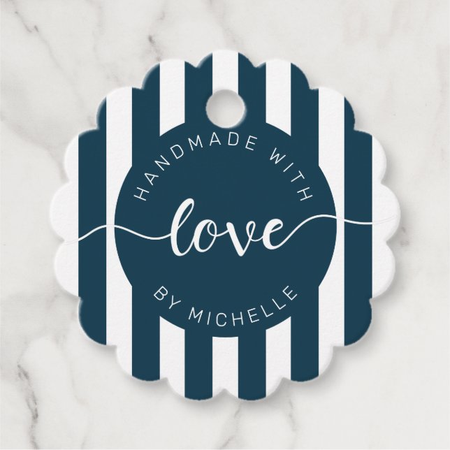 modern rand handgjord med kärlek monogram gåvor etiketter (Framsida)