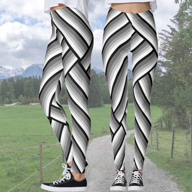 Modern rand i svartvitt och grått - coola leggings (Skapare uppladdad)
