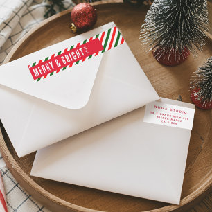 Modern Rand-jul, God jul och Bright Adress Etikettband