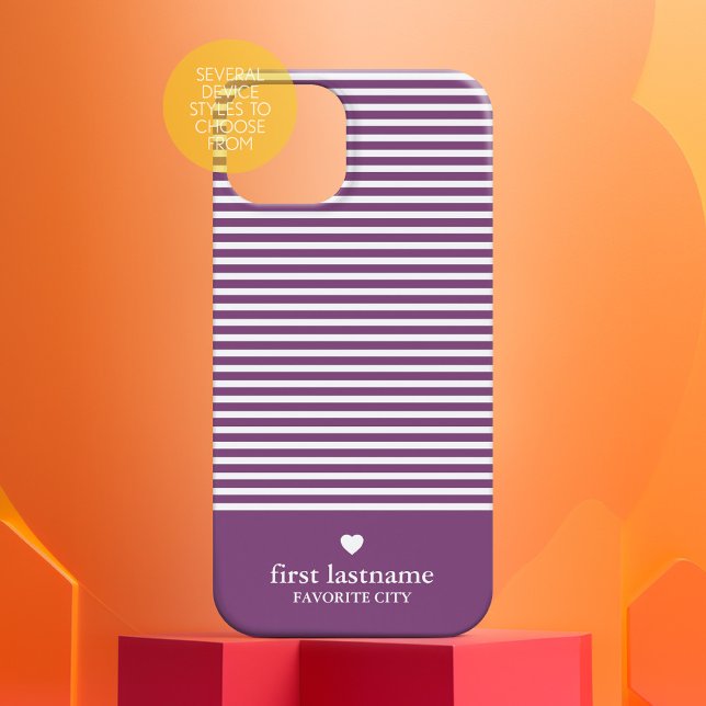 Modern Rand med hjärtmonogram kan redigera Färg (Personalized Phone Case - Many Device Styles to Choose From)