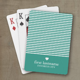 Modern Rand med uppskalad Grönt för hjärtmonogram Casinokort