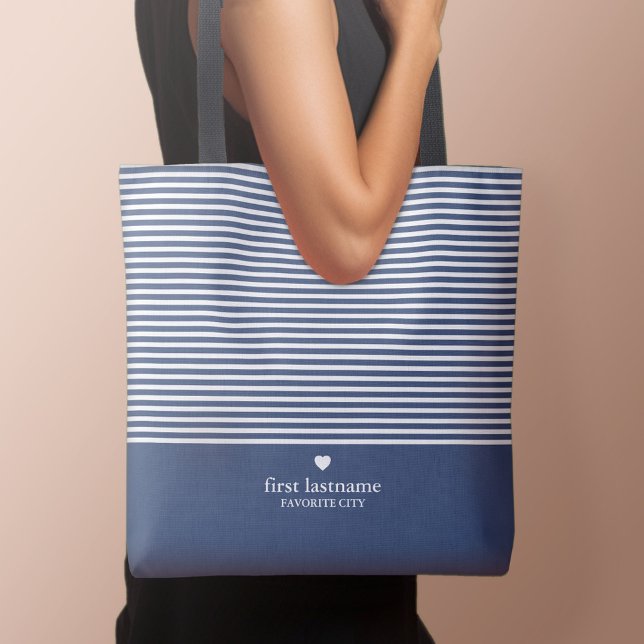 Modern Rand med uppskalat hjärtmonogram Tygkasse (Personalized tote bag - Perfect for girl's weekends and bachelorette getaways!)