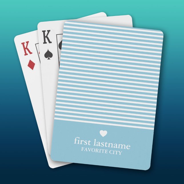 Modern Rand med uppskalning av hjärtmonogram Blue Casinokort (Custom Playing Cards)