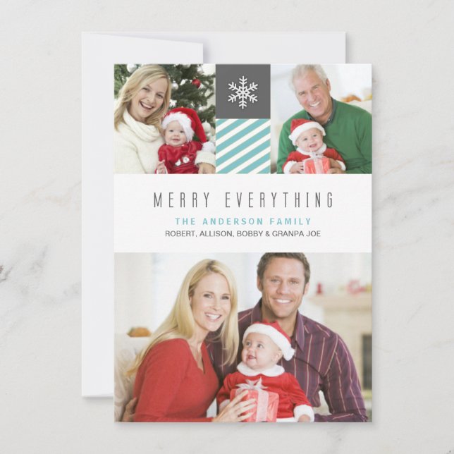 Modern Rand Merry All Helgdag Photo Card Julkort (Framsida)