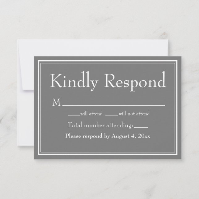 Modern rand minimalist grå gråa RSVP-kort Tack Kort (Framsida)