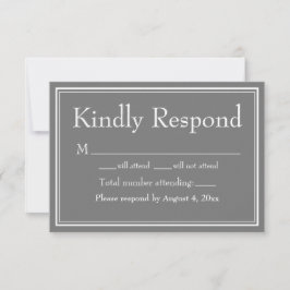 Modern rand minimalist grå gråa RSVP-kort Tack Kort