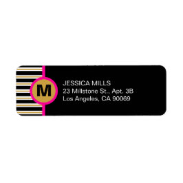 Modern Rand Monogram-adressetikett Returadress Etikett