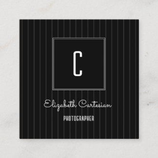 Modern Rand Monogram | Svart Affärskort