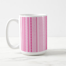 Modern Rand och punkter, Rosa, Vit, Ro Kaffemugg