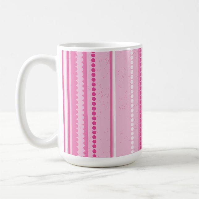 Modern Rand och punkter, Rosa, Vit, Ro Kaffemugg (Vänster)