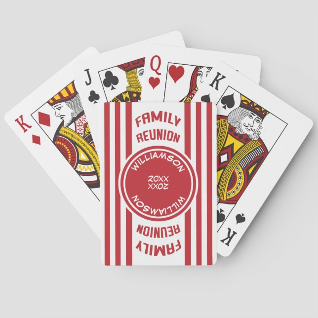 Modern Rand Red Family Reunion Monogram Casinokort (Baksidan)
