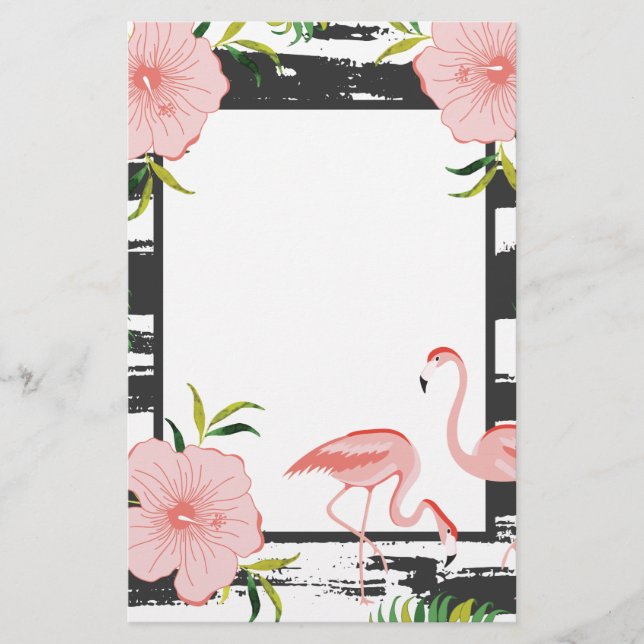 Modern Rand Rosa Flamingo Brevpapper (Framsida)