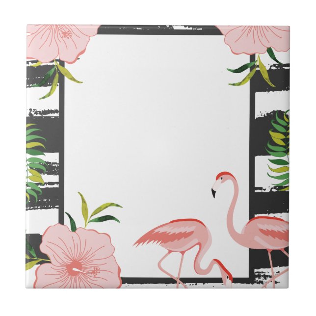 Modern Rand Rosa Flamingo Kakelplatta (Framsidan)