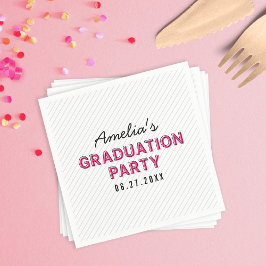 Modern Rand Rosa Studentfest Pappersservett