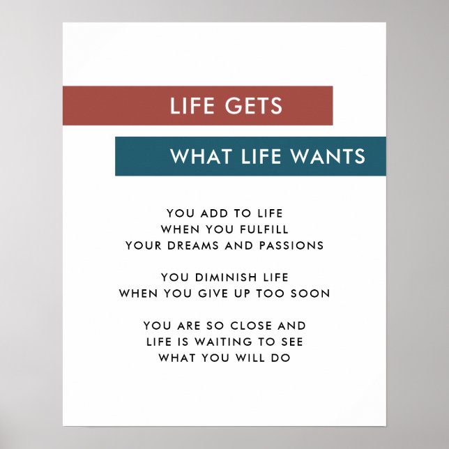 Modern Rand Terracotta Teal Motivational Quote Poster (Framsidan)