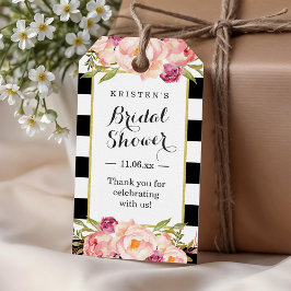 Modern randig blomsterdekoration Bröllopsdusch För Presentetikett