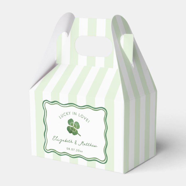 Modern randig bröllopsdusch för St. Patrick's Day Presentaskar (Framsidan Sidan)