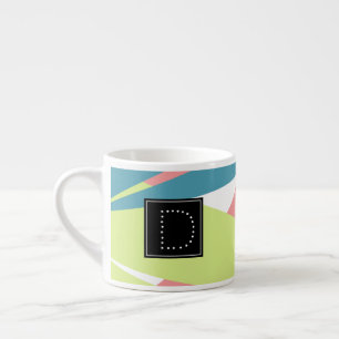 Modern randig geometrisk mönster monogram espressomugg