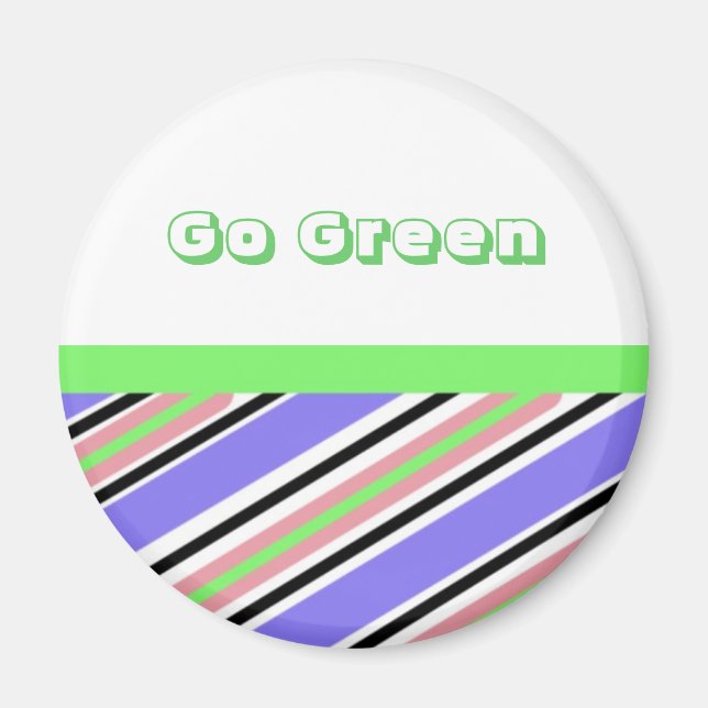 Modern randig Go Green-design Magnet (Framsidan)