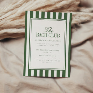 Modern randig grön "Bach Club" möhippa Inbjudningar