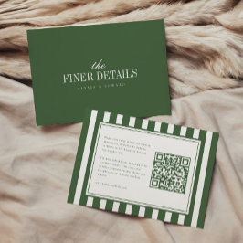 Modern randig mörkgrön QR-kod bröllopswebbplats Tilläggskort