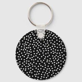 Modern Random Polka Dot Mönster Black and White Nyckelring