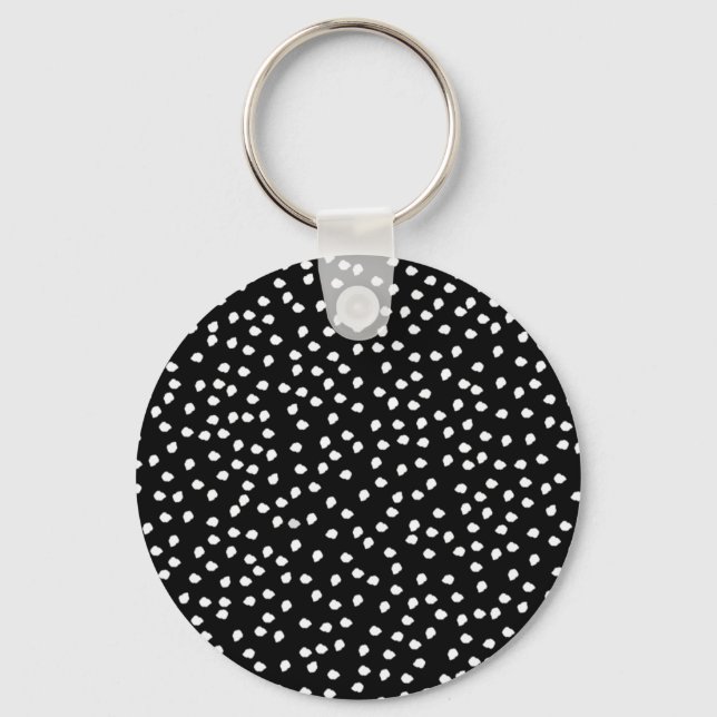 Modern Random Polka Dot Mönster Black and White Nyckelring (Framsida)