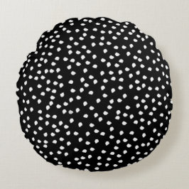 Modern Random Polka Dot Mönster Black and White Rund Kudde