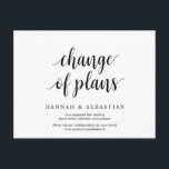 Modern rättvisa, ändrad planering, uppskjuten vykort<br><div class="desc">Det här är det minsta moderna,  rena designtemat,  i svart teckensnitt,  Bröllopsfestens inbjudan Omschemalagd vykort (senarelagd/senarelagd) (ändrad planering). Det är perfekten och eleganten som gör det möjligt att lägga om meddelandet till vänner och familj.</div>