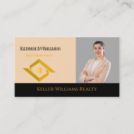Modern Real Estate Black and gold custom logo  Visitkort