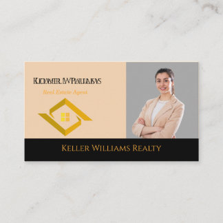 Modern Real Estate Black and gold custom logo  Visitkort
