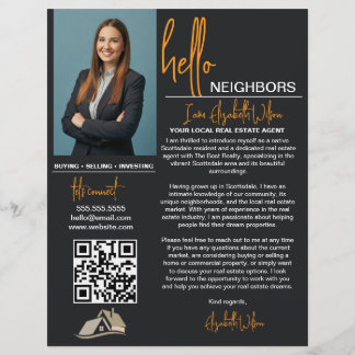 Modern Real Estate Black and white Farming Letter Reklamblad