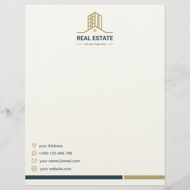 Modern Real Estate Letterhead Template Brevhuvud (Framsida)