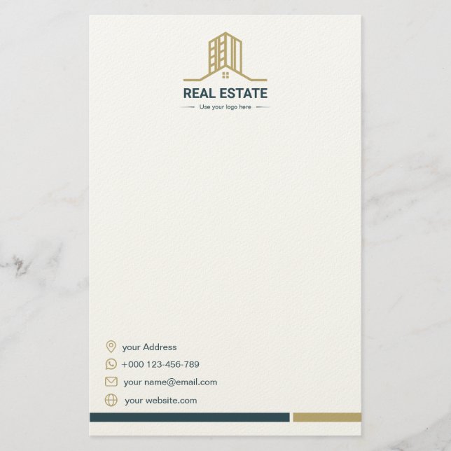 Modern Real Estate Stationery Paper Brevpapper (Framsida)