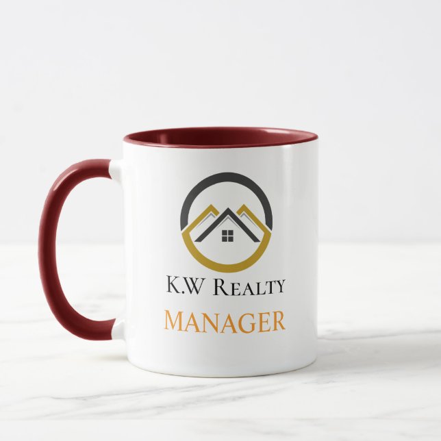 Modern Real Estate white and gold custom logo  Mugg (Vänster)