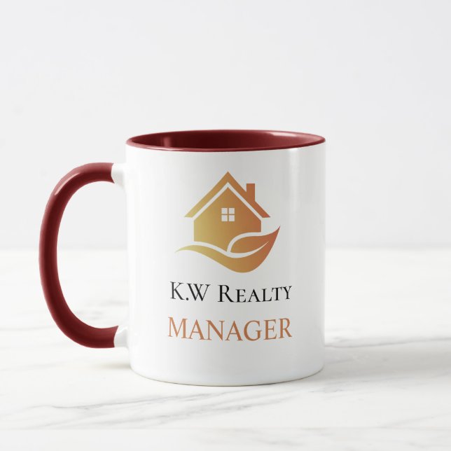 Modern Real Estate white and gold custom logo  Mugg (Vänster)