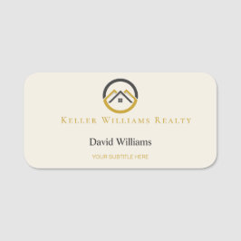 Modern Real Estate white and gold custom logo  Namnbricka