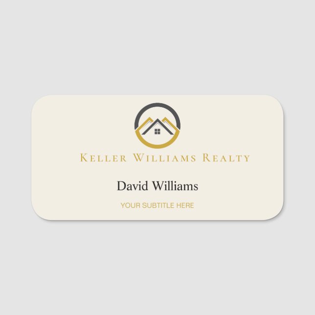 Modern Real Estate white and gold custom logo  Namnbricka (Framsida)