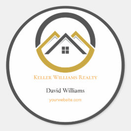 Modern Real Estate white and gold custom logo  Runt Klistermärke