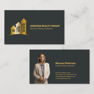 Modern Real Gods med Photo & Guld House-Logotyp Visitkort