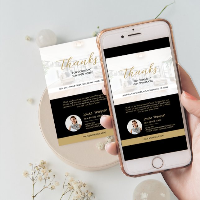 Modern Real Gods Open House - tackkort Inbjudningar (Modern Real Estate Open House Thank You Card)