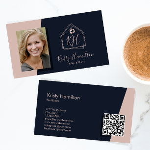 Modern Real Gods Professionell Navy QR-kod Visitkort