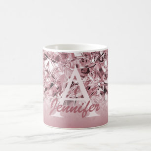 Modern Realistisk Rosa Diamond Elegant Monogram Kaffemugg