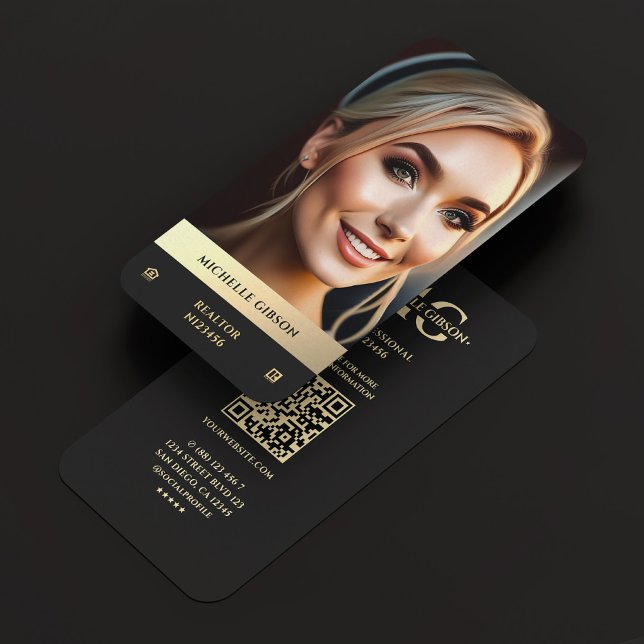 Modern Realtor Black Guld Photo EHO Logotyp Monogr Visitkort (Modern Realtor Black Gold Photo EHO Logo Monogram Business Card
)