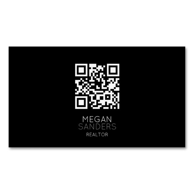 Modern Realtor Black QR Affärskort Magnet (Framsida)