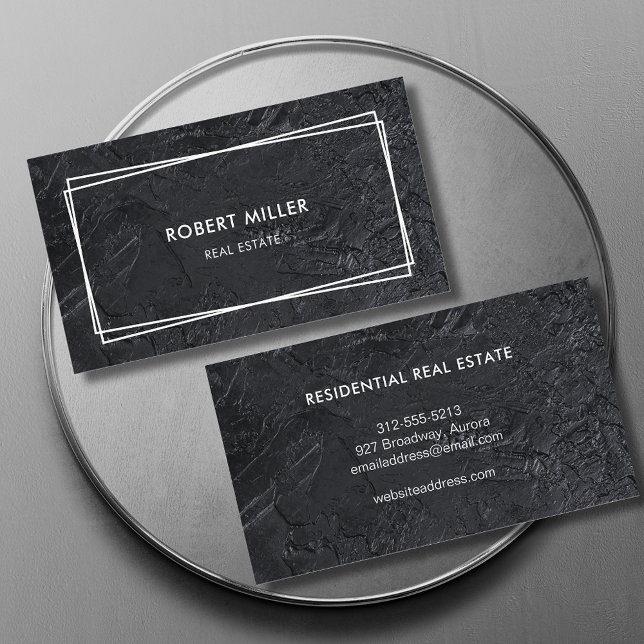 Modern Realtor Black Stone Visitkort (Skapare uppladdad)