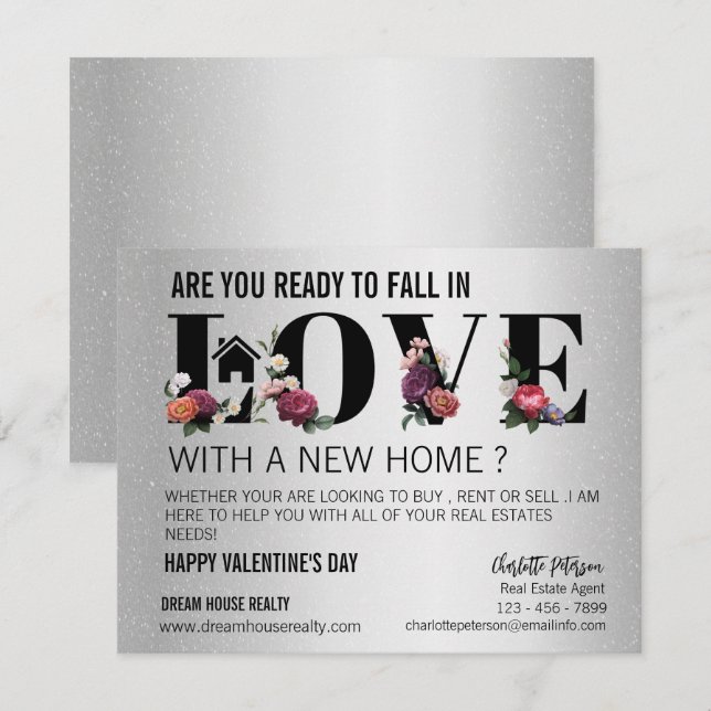Modern Realtor Farming Promotional Valentine Day Julkort (Fram/baksida)