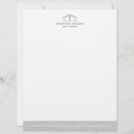 Modern Realtor Letterhead Gray Faux Linen Edge Brevhuvud