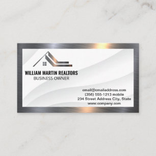 Modern Realtor Metall Logotyp Metallisk Gräns Visitkort